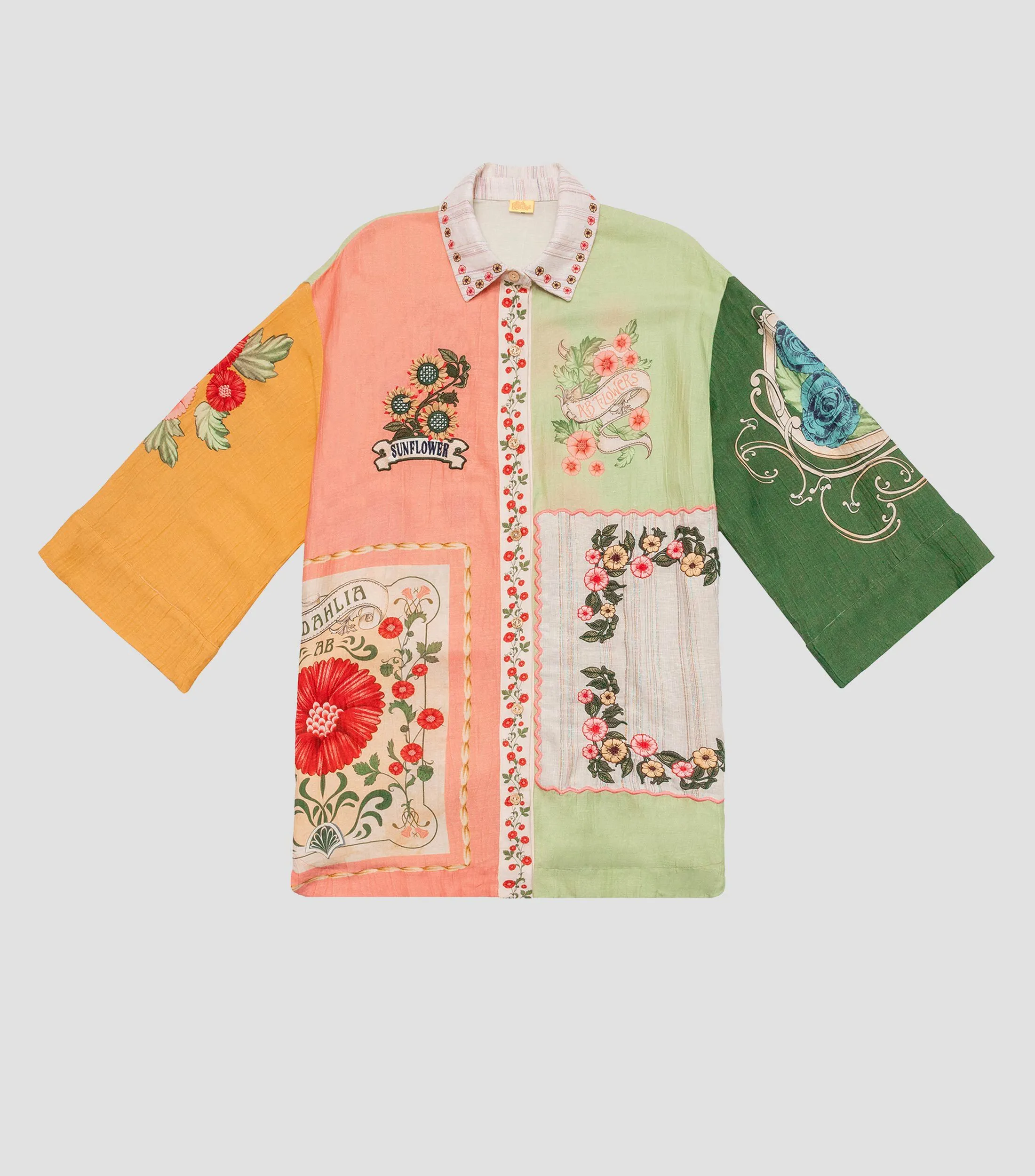 Agua Bendita Camisa con bordado manga 3,4 Mujer