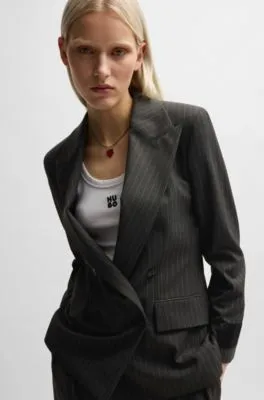 Blazer regular fit en material elástico con raya diplomática