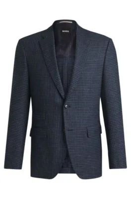 Blazer regular fit en paño elástico a cuadros