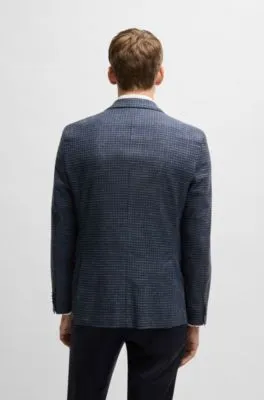 Blazer regular fit en paño elástico a cuadros