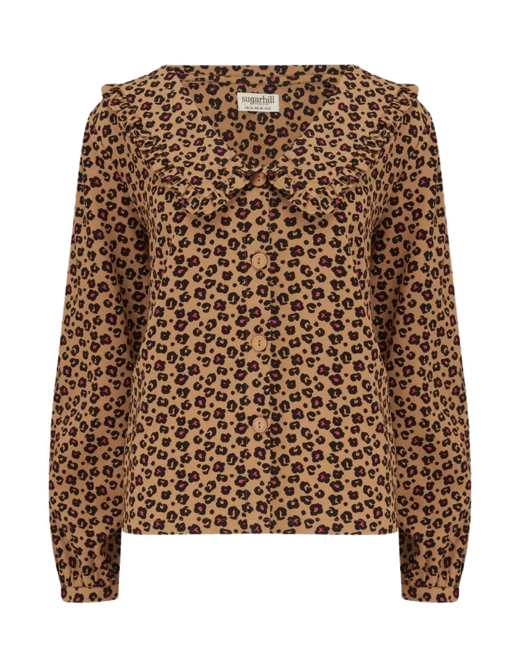 Blusa Henna Frill Tan Animal Floral