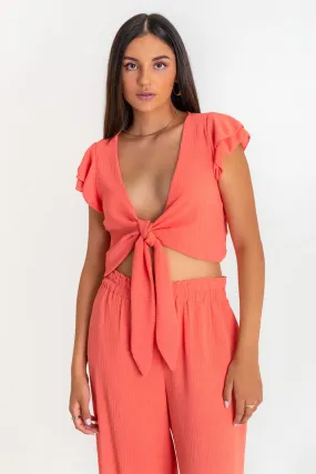 Blusa nudo escote manga con olanes