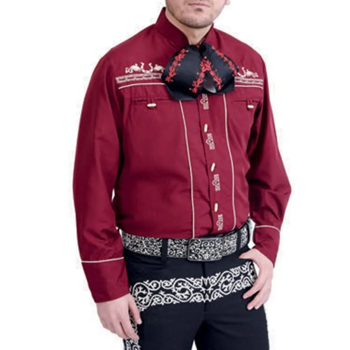 Camisa Charra Bordada para Nio Color Vino WD-938V