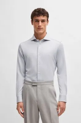 Camisa slim fit con cuello italiano