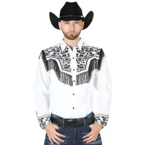 Camisa Vaquera Bordada El Seor de los Cielos Blanca GEN-44223