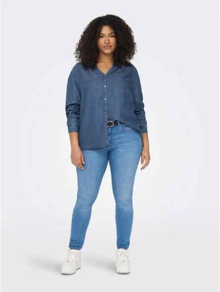 Camisa vaquera cuello mao, Only Carmakoma
