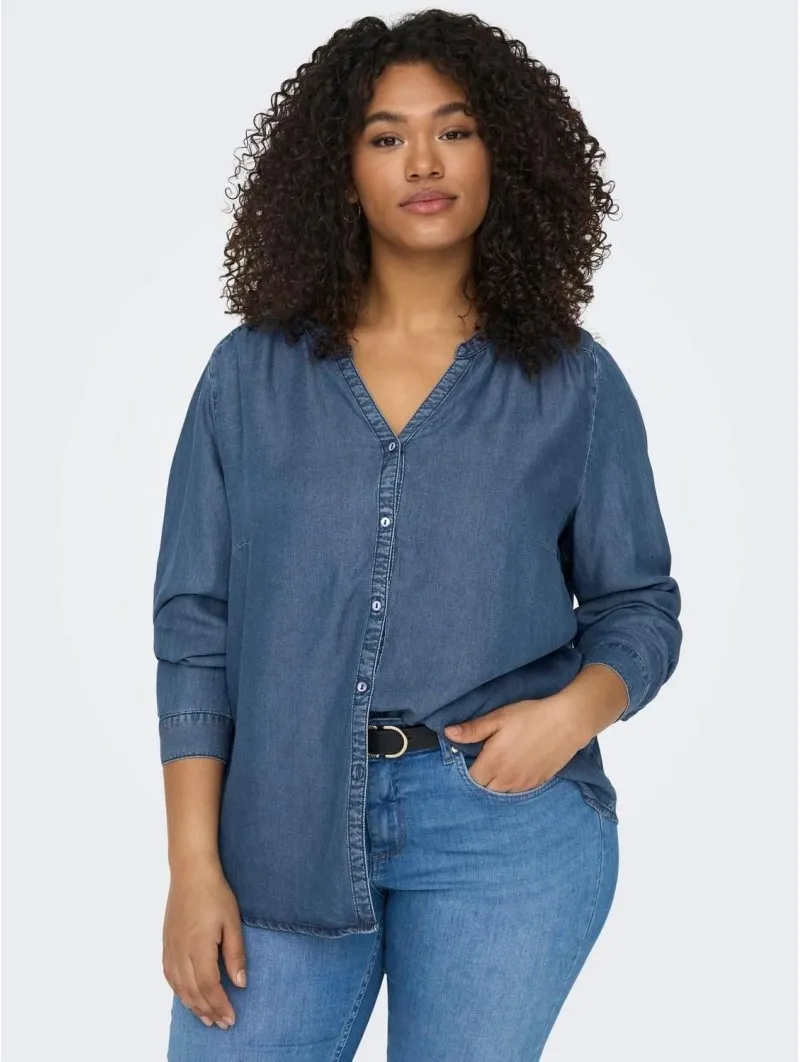 Camisa vaquera cuello mao, Only Carmakoma