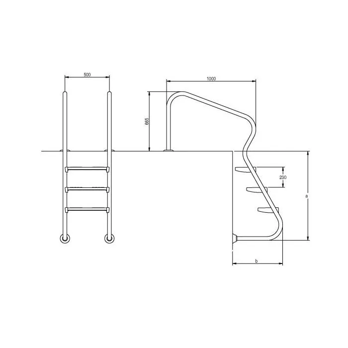 Escalera FÁCIL ACCESO Piscina Pública 3 Peldaños A-316 Electropulida