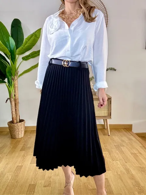 Falda plisada tablitas negra