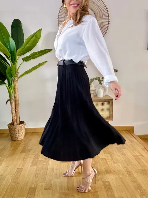 Falda plisada tablitas negra