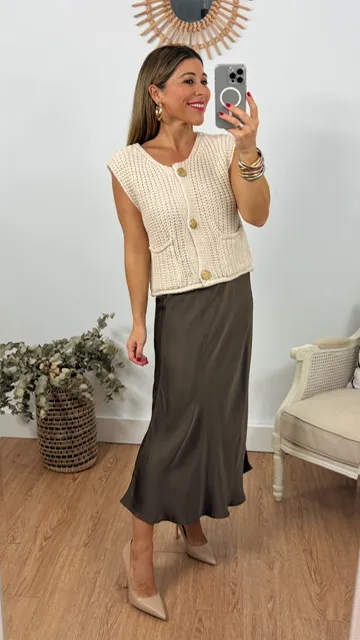 Falda Satén Marrón