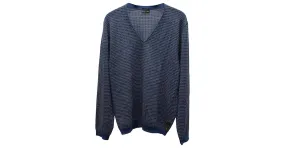 Fendi Jersey de punto con cuello de pico en lana azul 