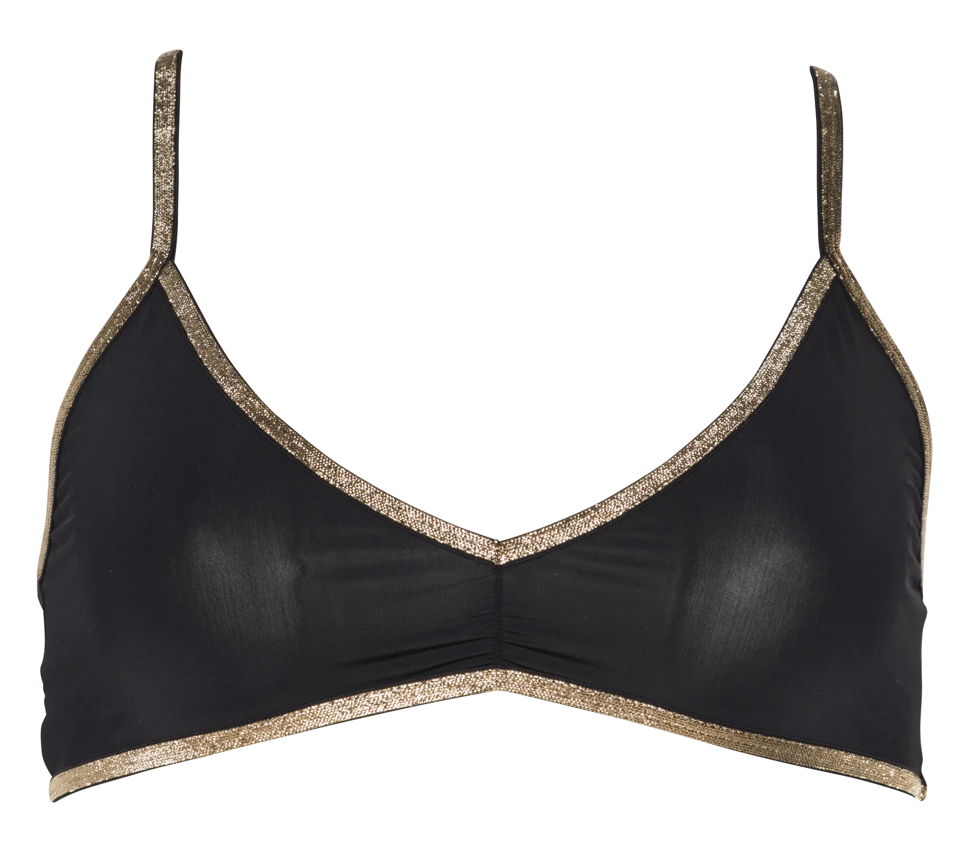 LA NOUVELLE Gala - Top de triángulo con hilo metalizado en negro