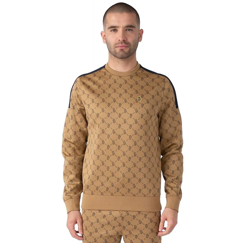 Men's Luke | Gazzas Tears M620373 Logo Overprint Crew Sweat Top - Caramel