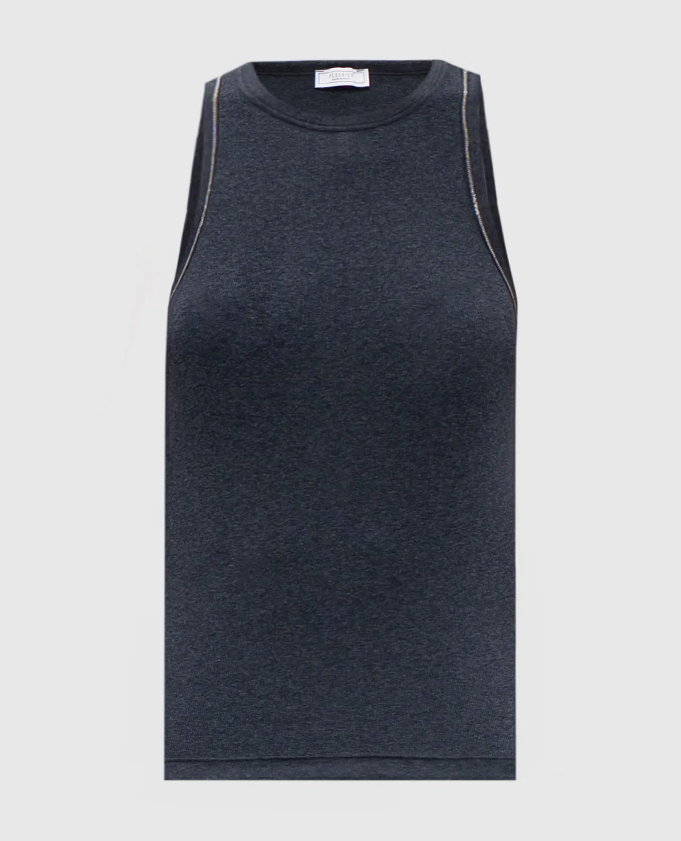 Peserico Gray melange top with monil chain