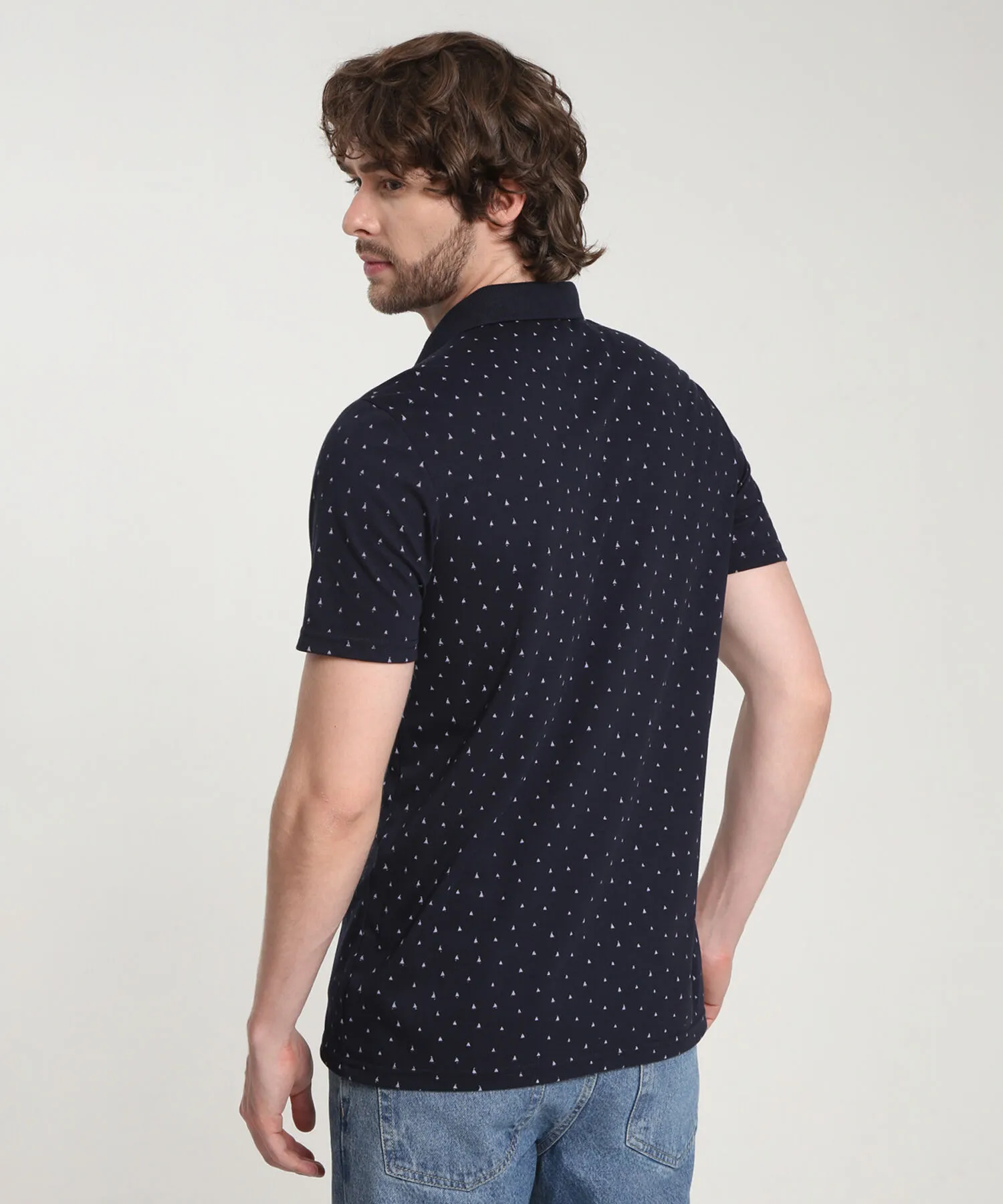Polo Estampada Manga Corta-