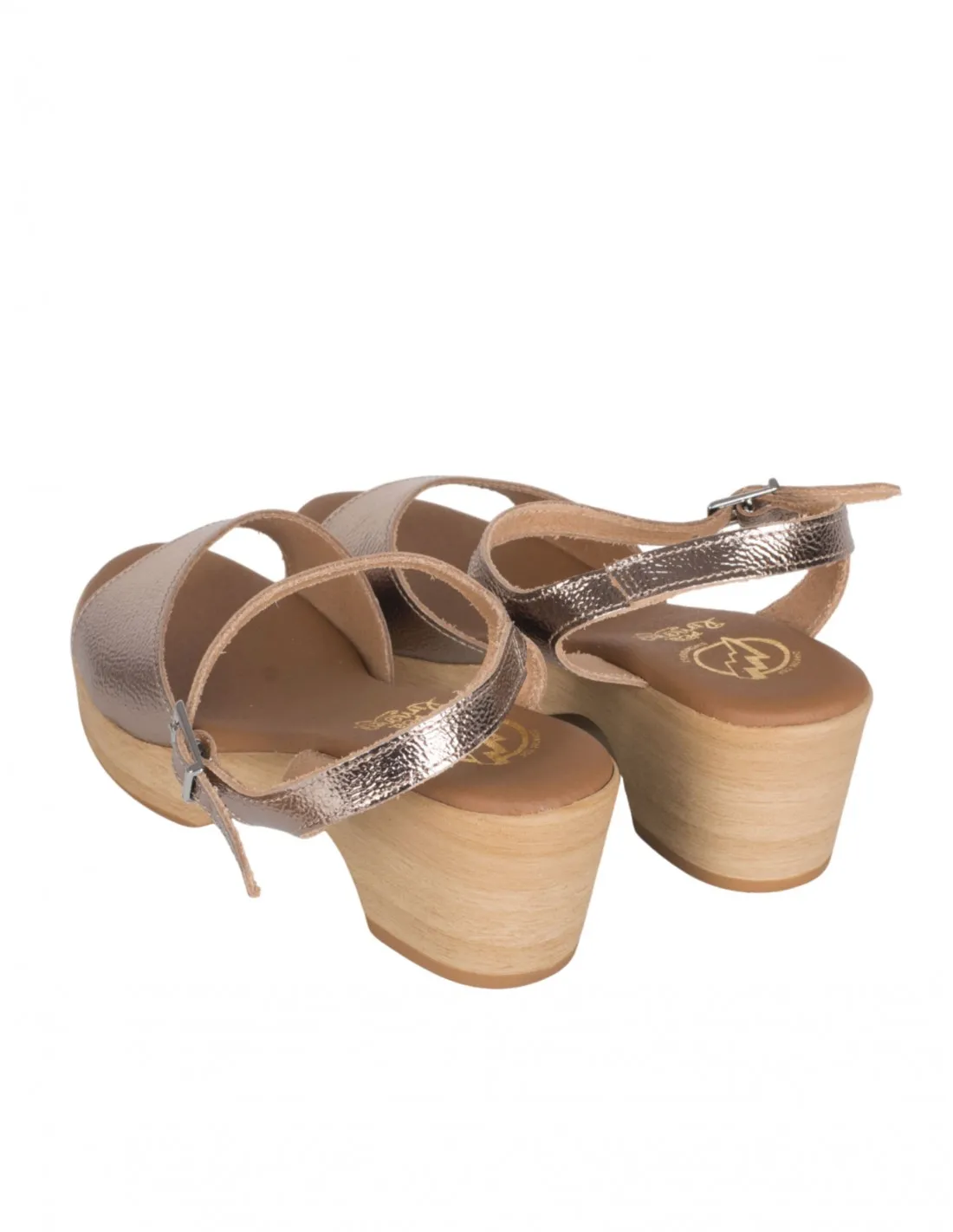 Sandalias Madera Tacón Bronce PERA LIMONERA