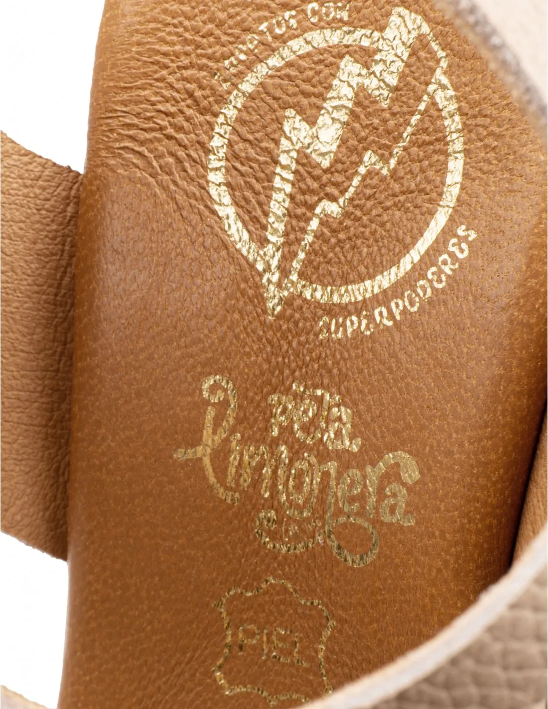 Sandalias Tacón Cadena Piel Beige PERA LIMONERA