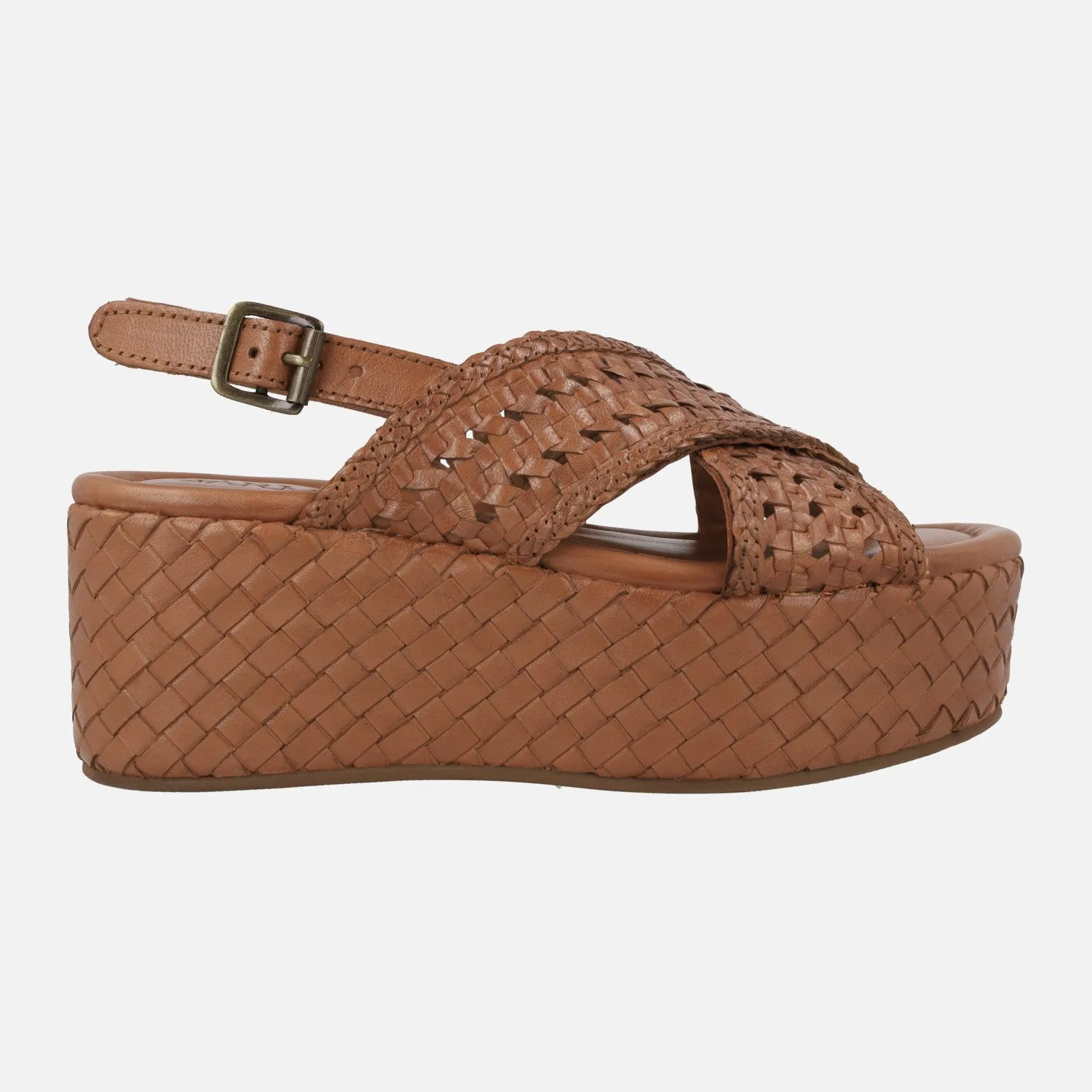 Sandalias trenzadas de piel con maxi plataforma Carmela