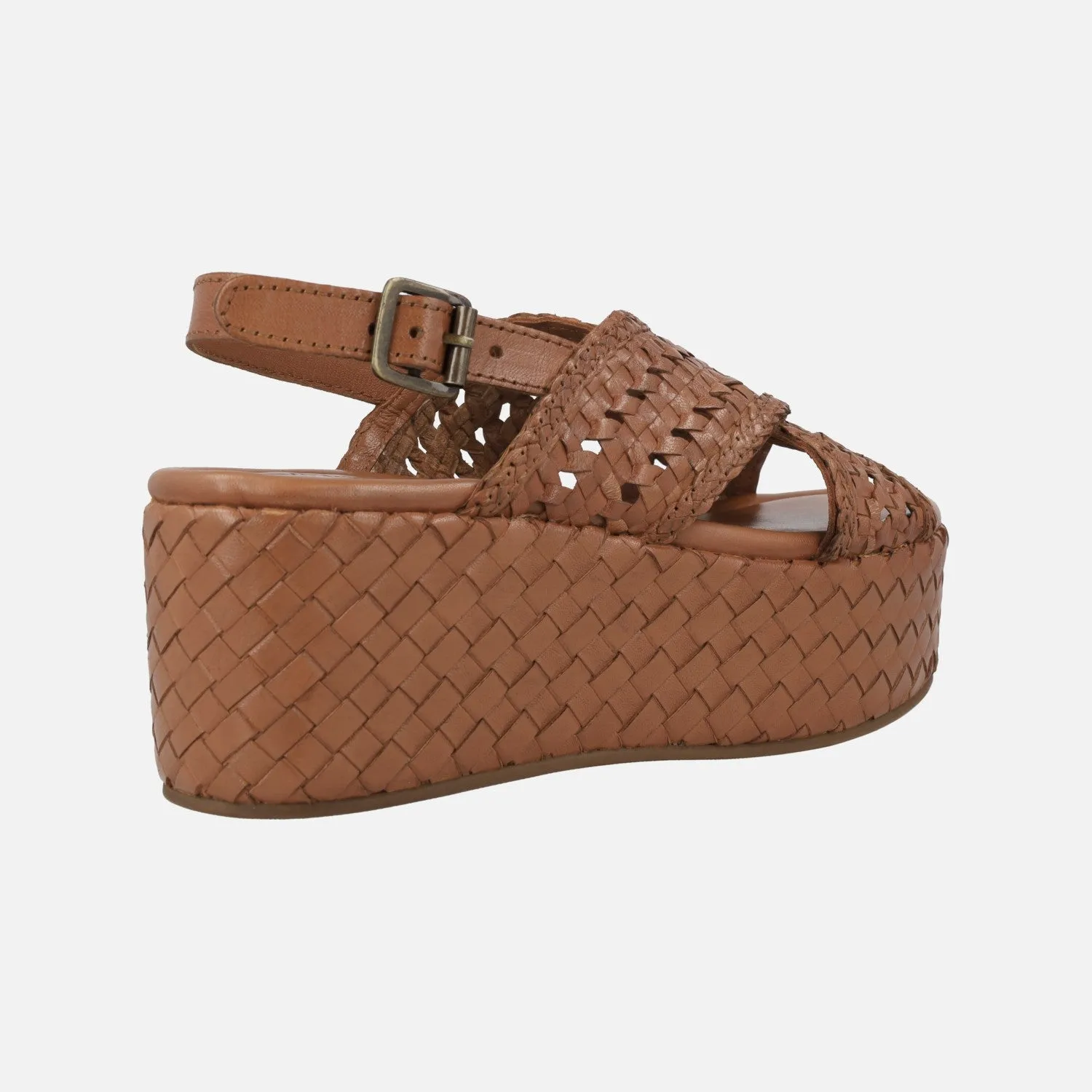 Sandalias trenzadas de piel con maxi plataforma Carmela