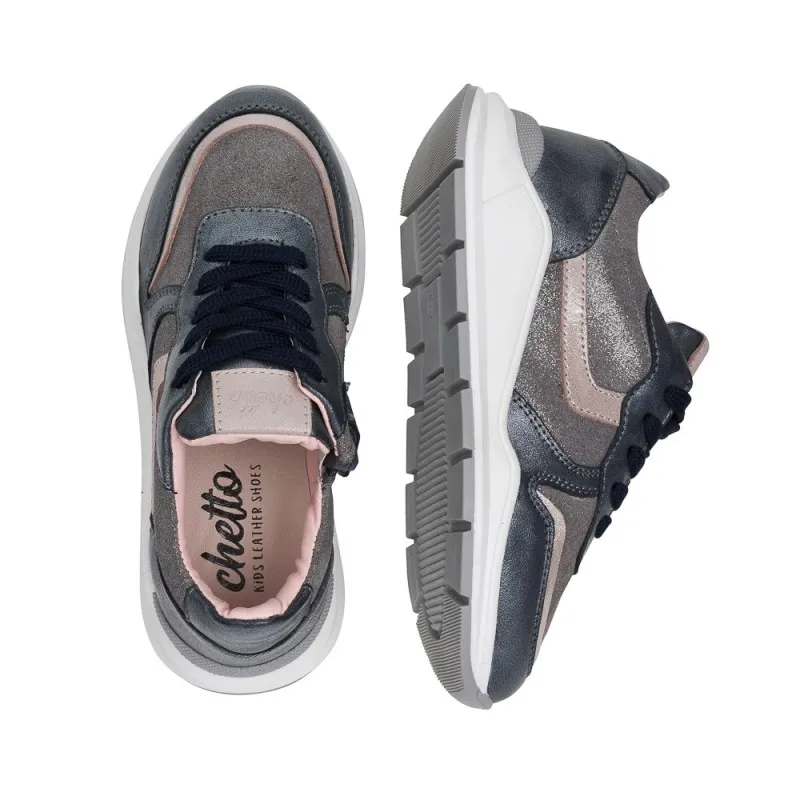 Sneaker de piel con cremallera lateral