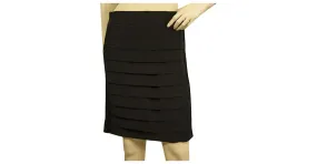 Tory Burch Falda de noche negra con pliegues horizontales y lentejuelas laterales por encima de la rodilla talla S Negro 