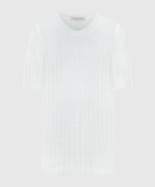 Valentino White t-shirt with a scar made of linen