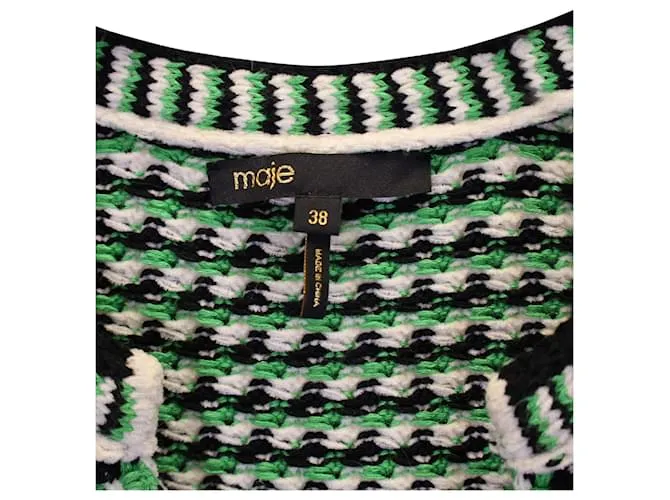 Vestido estilo jersey de pata de gallo en algodón verde Roxanne de Maje 