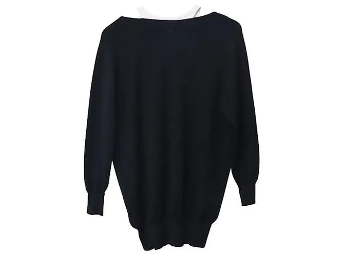 Vestido tipo jersey en capas de lana merino negra de Alexander Wang Negro 