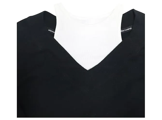Vestido tipo jersey en capas de lana merino negra de Alexander Wang Negro 