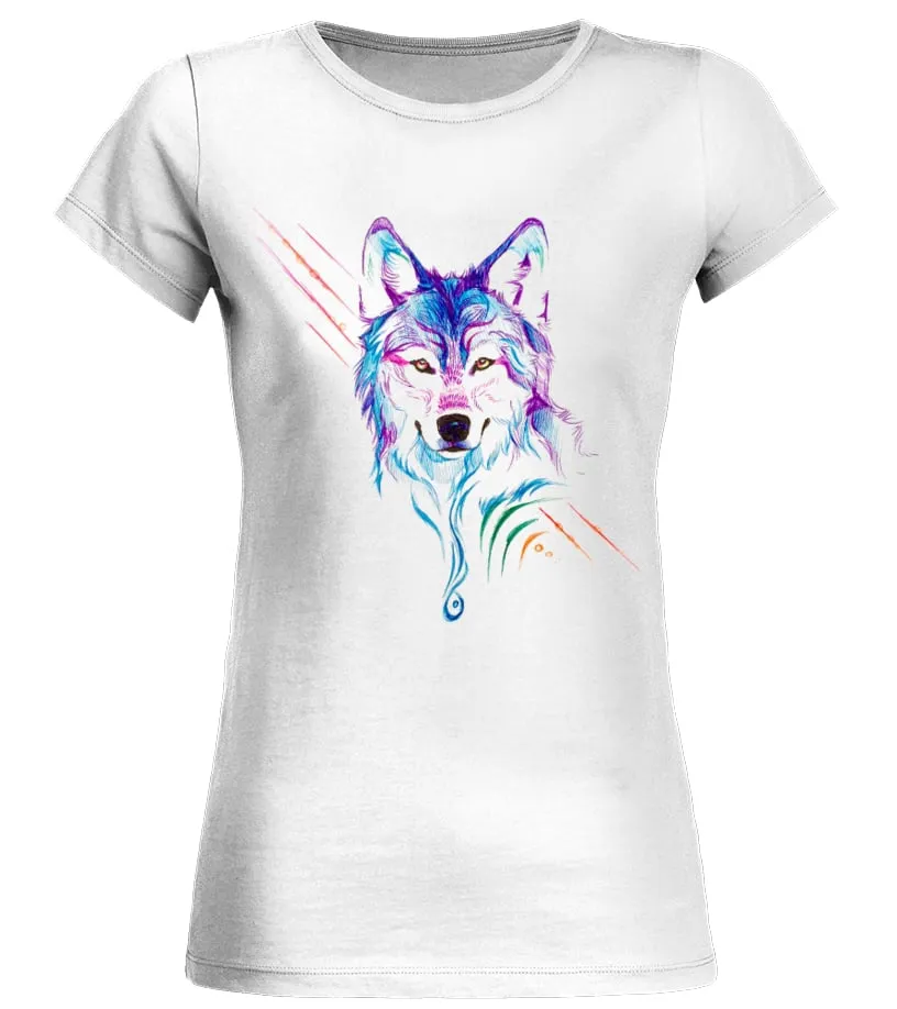 Wolf Animal - Art Design Camiseta cuello redondo Mujer